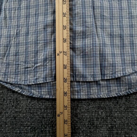 Peter Millar Button Up Shirt Men Long Sleeve Medium Blue Check Cotton Golf Adult - Picture 4 of 11